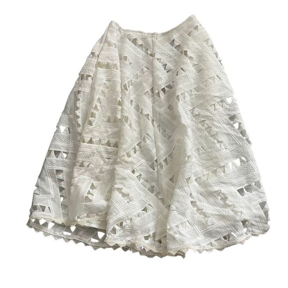 Line & Dot White Lace Overlay Circle Skirt Sz S Eyelet Neutral Prairie NWT - Picture 1 of 11